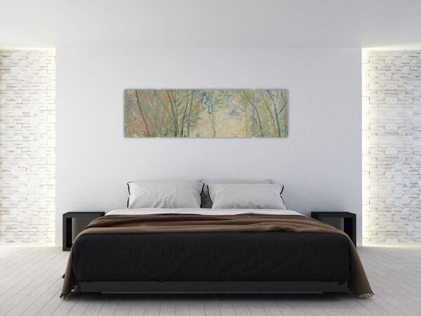 Obraz - Claude Monet, Woman Seated under the Willows, reprodukce (170x50 cm)