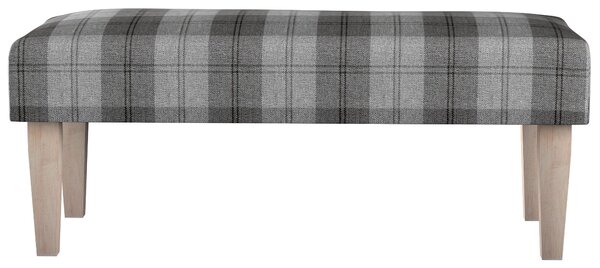 Dlouhá lavička 100x40cm barva šedá látka pletený vzor, vzorované