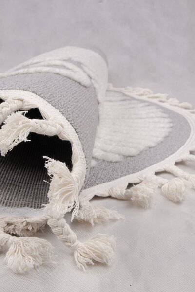 Koberec SKANDI KIDS A1095B šedý / krémový kruh