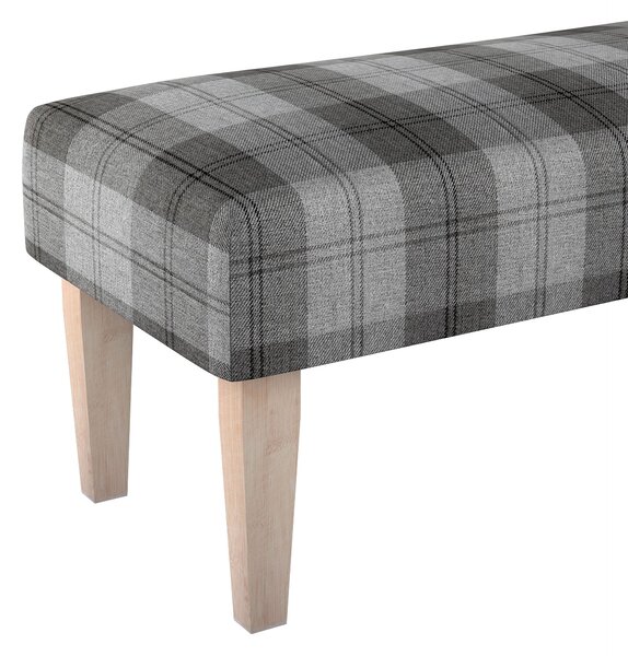 Dlouhá lavička 100x40cm barva šedá látka pletený vzor, vzorované