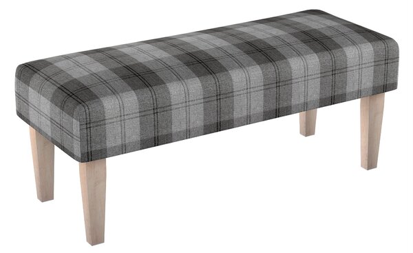 Dlouhá lavička 100x40cm barva šedá látka pletený vzor, vzorované