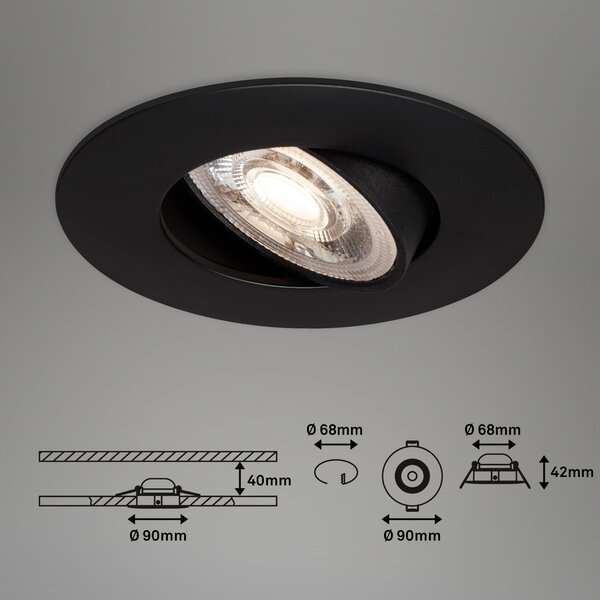 BRI 7602035 LED vestavné svítidlo 4,4 cm 3x 4,9W 480lm černá - BRILONER