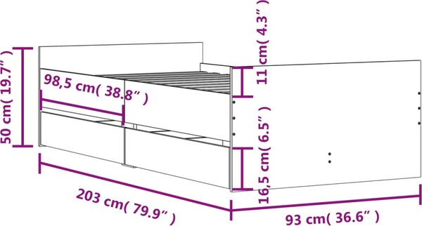 VidaXL Rám postele 90 x 200 cm Kompozitní dřevo [3207376] Barva: šedá sonoma