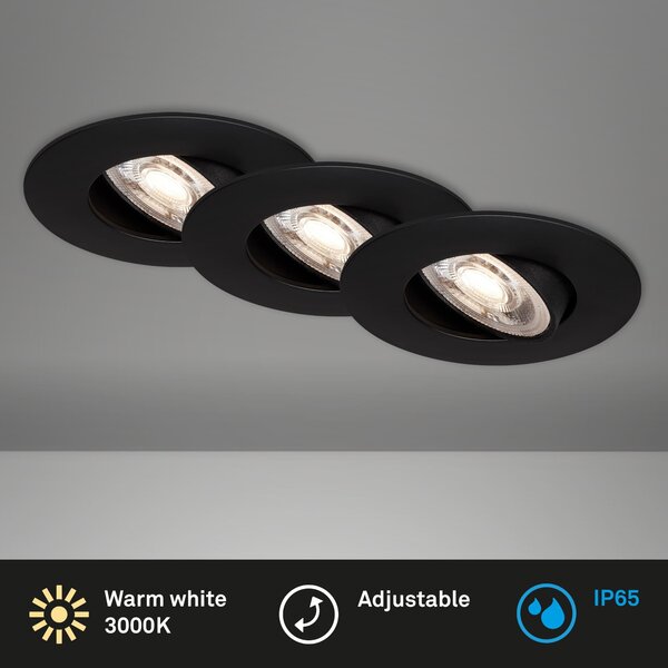 BRI 7602035 LED vestavné svítidlo 4,4 cm 3x 4,9W 480lm černá - BRILONER