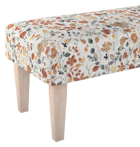 Dlouhá lavička 100x40cm barva oranžová látka pletený vzor, vzorované