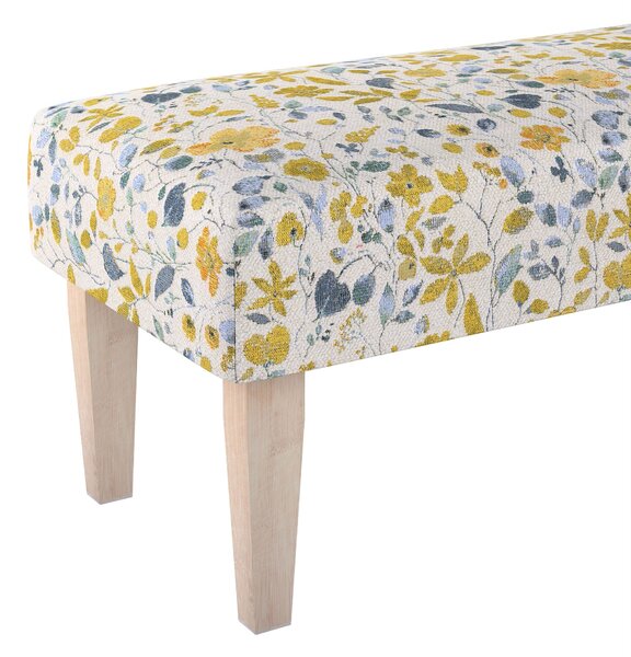 Dlouhá lavička 100x40cm barva žlutá látka pletený vzor, vzorované
