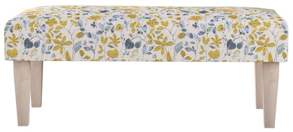 Dlouhá lavička 100x40cm barva žlutá látka pletený vzor, vzorované