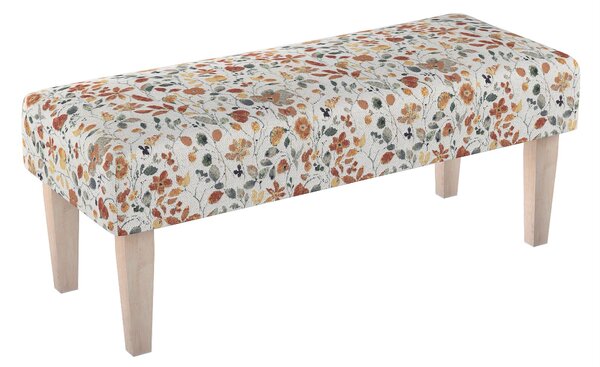 Dlouhá lavička 100x40cm barva oranžová látka pletený vzor, vzorované