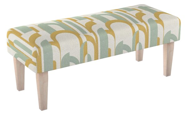 Dlouhá lavička 100x40cm barva zelená látka pletený vzor, vzorované