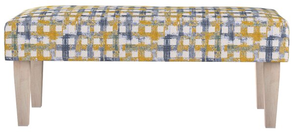 Dlouhá lavička 100x40cm barva modrá látka pletený vzor, vzorované