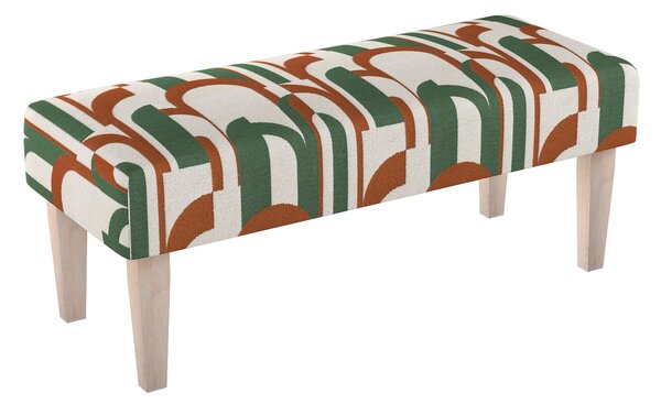 Dlouhá lavička 100x40cm barva zelená látka pletený vzor, vzorované