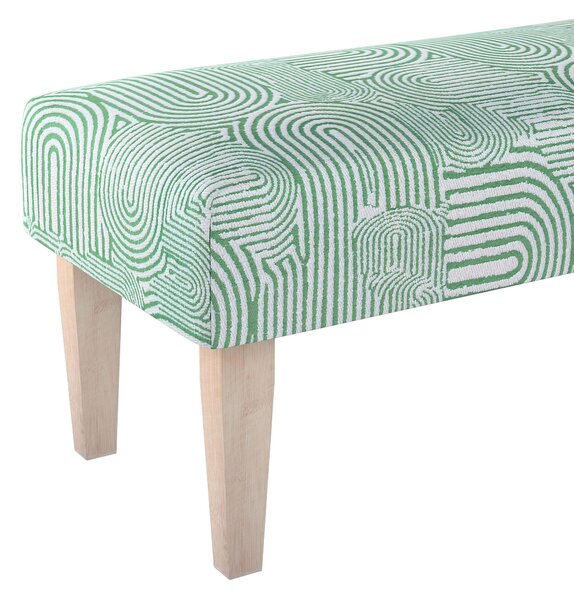 Dlouhá lavička 100x40cm barva zelená látka pletený vzor, vzorované