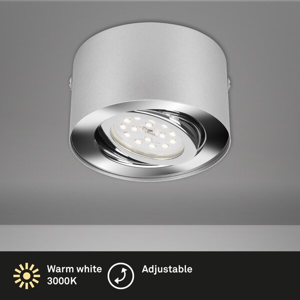 BRI 7121-014 LED přisazené svítidlo, pr. 9 cm, 5 W, stříbrná - BRILONER