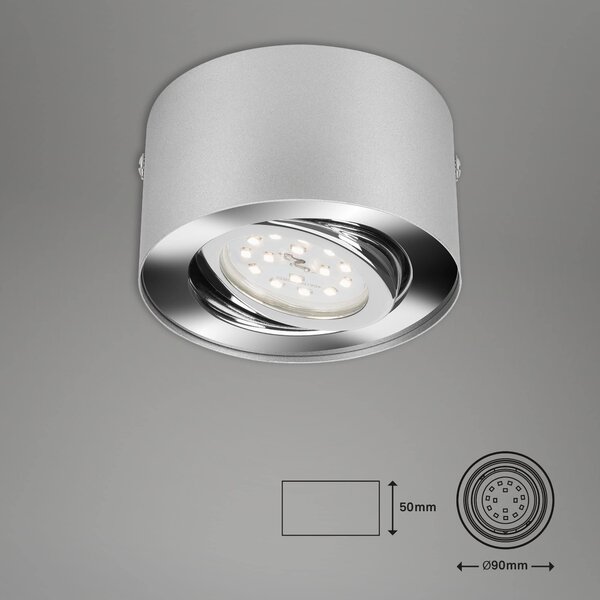 BRI 7121-014 LED přisazené svítidlo, pr. 9 cm, 5 W, stříbrná - BRILONER