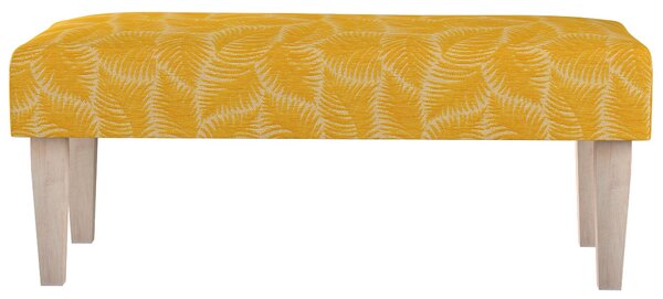 Dlouhá lavička 100x40cm barva žlutá látka pletený vzor, vzorované