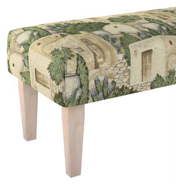 Dlouhá lavička 100x40cm barva béžová látka pletený vzor, vzorované