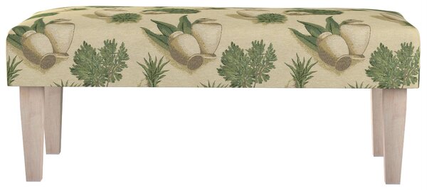 Dlouhá lavička 100x40cm barva béžová látka pletený vzor, vzorované