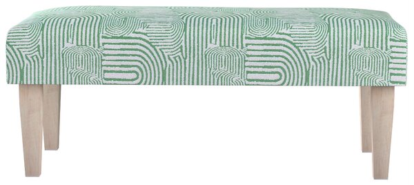 Dlouhá lavička 100x40cm barva zelená látka pletený vzor, vzorované