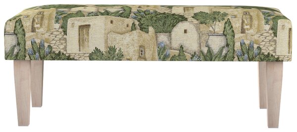 Dlouhá lavička 100x40cm barva béžová látka pletený vzor, vzorované