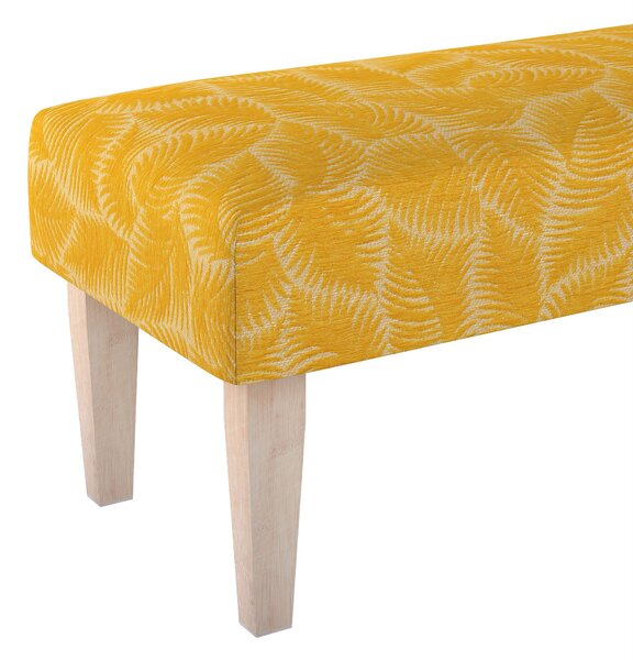 Dlouhá lavička 100x40cm barva žlutá látka pletený vzor, vzorované