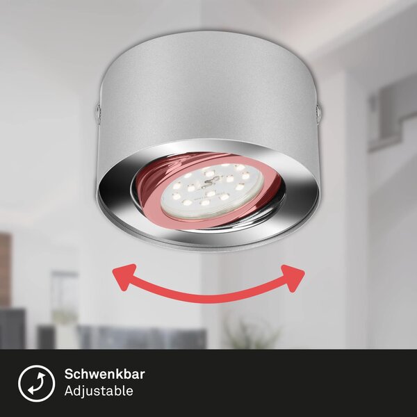 BRI 7121-014 LED přisazené svítidlo, pr. 9 cm, 5 W, stříbrná - BRILONER