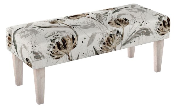 Dlouhá lavička 100x40cm barva šedá látka pletený vzor, vzorované