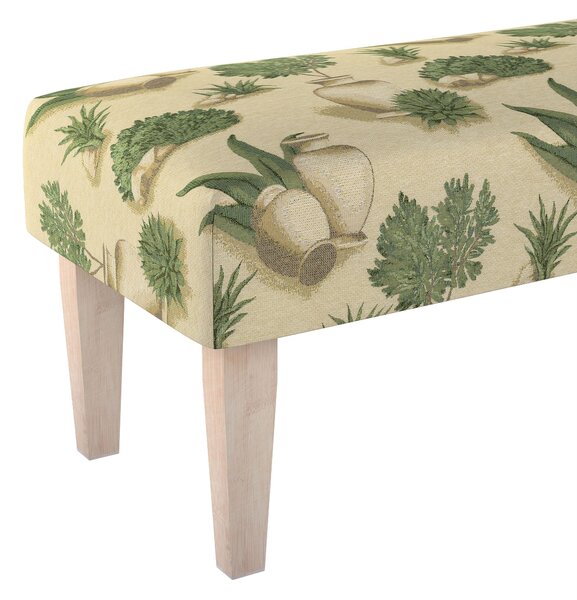 Dlouhá lavička 100x40cm barva béžová látka pletený vzor, vzorované