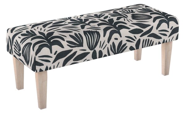 Dlouhá lavička 100x40cm barva černá látka pletený vzor, vzorované