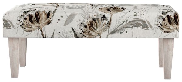 Dlouhá lavička 100x40cm barva šedá látka pletený vzor, vzorované