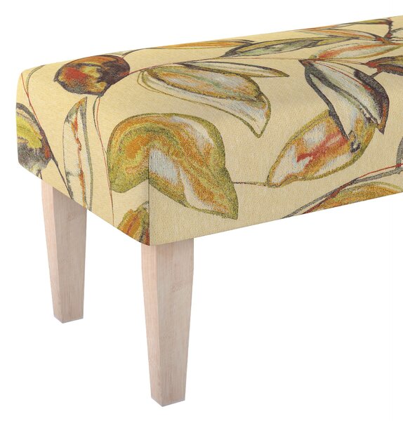Dlouhá lavička 100x40cm barva béžová látka pletený vzor, vzorované
