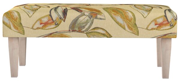 Dlouhá lavička 100x40cm barva béžová látka pletený vzor, vzorované