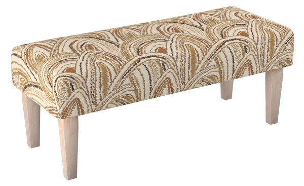 Dlouhá lavička 100x40cm barva béžová látka pletený vzor, vzorované
