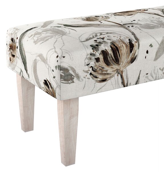 Dlouhá lavička 100x40cm barva šedá látka pletený vzor, vzorované