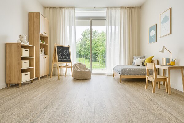 Beauflor, PVC podlaha - lino Blacktex Columbian Oak 629L - dub, na míru, šíře 3m,4m, béžová, filc, chodba / předsíň