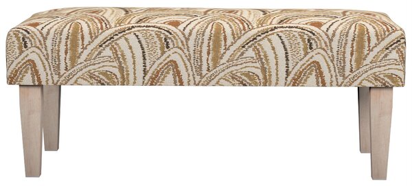 Dlouhá lavička 100x40cm barva béžová látka pletený vzor, vzorované