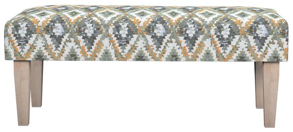 Dlouhá lavička 100x40cm barva modrá látka pletený vzor, vzorované