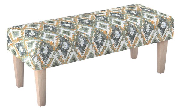 Dlouhá lavička 100x40cm barva modrá látka pletený vzor, vzorované