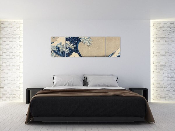 Obraz - Katsushika Hokusai, Under the Wave off Kanagawa, reprodukce (170x50 cm)