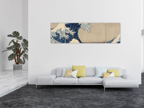 Obraz - Katsushika Hokusai, Under the Wave off Kanagawa, reprodukce (170x50 cm)
