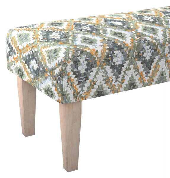Dlouhá lavička 100x40cm barva modrá látka pletený vzor, vzorované