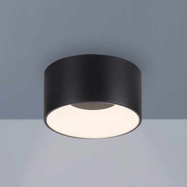 JUST LIGHT. GmbH LED stropní svítidlo Tanika černé, Ø16cm, stmívatelné, stmívatelný, Černá, Obývací pokoj / jídelna, Keramika, Moderní