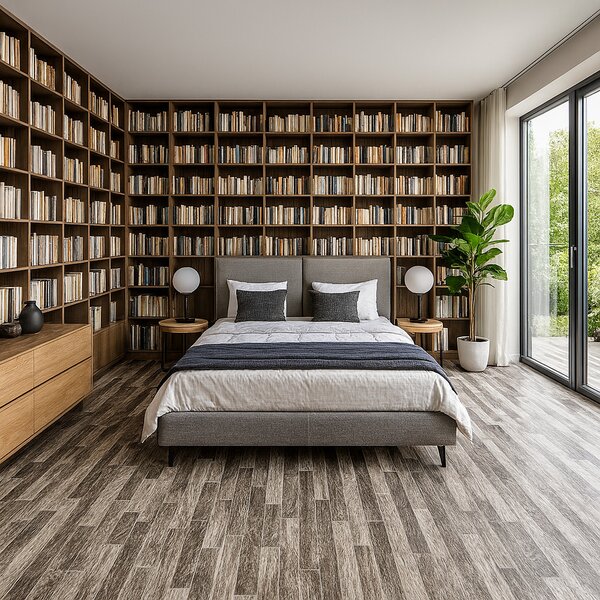 PVC podlaha - lino Toptex Line Oak 906L - dub, na míru, šíře 5m, šedá, filc, chodba / předsíň