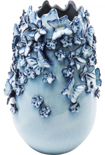 KARE DESIGN Modrá kameniková váza Butterflies 35 cm