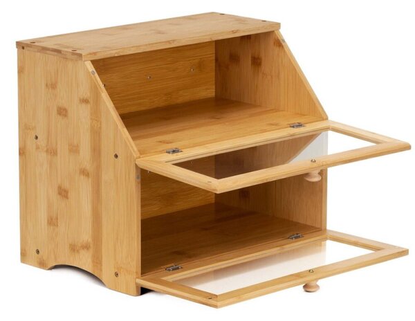 Chlebník dvoupatrový 39x25x32 cm SPRINGOS Natura KI0162 přírodní