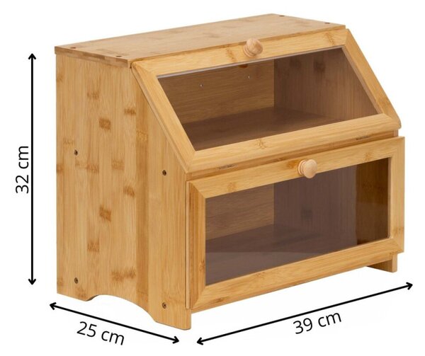 Chlebník dvoupatrový 39x25x32 cm SPRINGOS Natura KI0162 přírodní