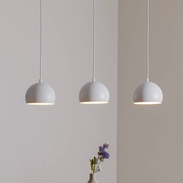 Luminex Závěsné světlo Sool, bílá, délka 65 cm, 3 žárovky, kov, E27, stmívatelný, Bílá / opál, Obývací pokoj / jídelna, kov