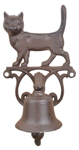 Zahradní zvonek Cat, 24x14 cm, litina, hnědá