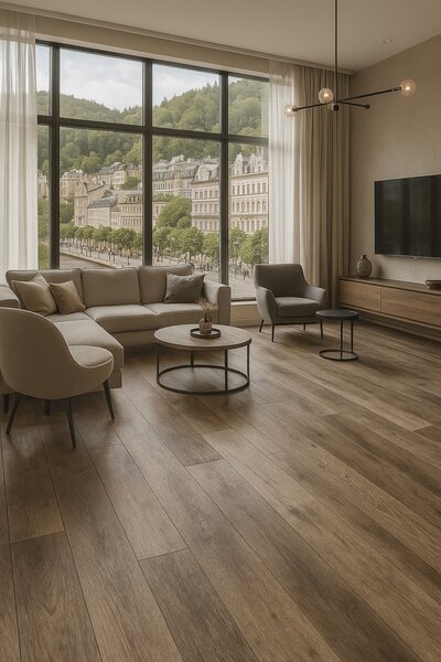 Beauflor, PVC podlaha - lino Texalino Supreme 691 M Valley Oak - dub, na míru, šíře 2m,3m,4m,5m, hnědá, filc, chodba / předsíň