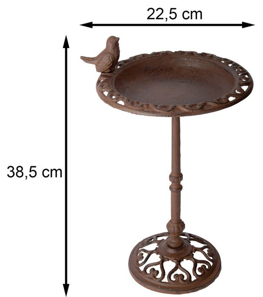 Napajedlo pro ptáky na noze Lilly, 38,5x22,5 cm, litina, hnědá