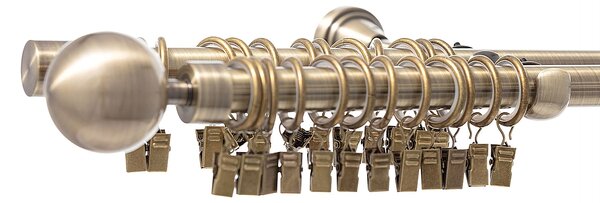 Dvojitá garnýž Elegant antique brass 160 cm